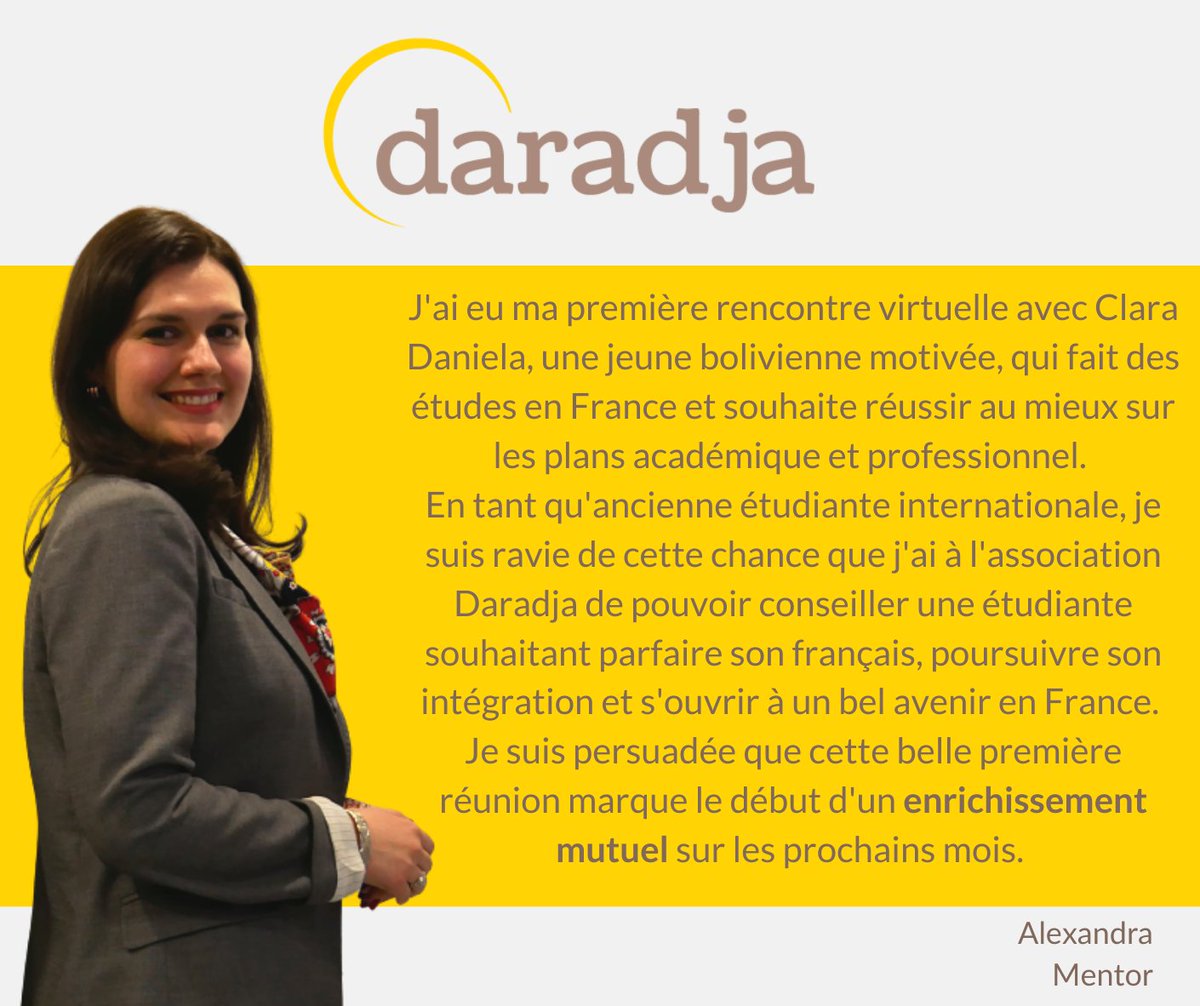 Daradja4's tweet photo. [Témoignages]💪A distance, Alexandra et Clara Daniela ont réussi à créer une relation de confiance, à déterminer les objectifs et la manière de les atteindre. 
@Fondation_SG #mentoring #freemovers #internationalstudents #insertion https://t.co/FMm5V8QdTt