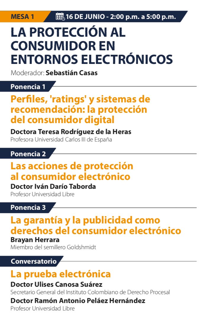 jorgemorabogado's tweet photo. Hoy a las 2pm en la @Unilibrebog se hablará del consumidor digital, sus derechos, las acciones que lo protegen y la prueba electrónica a cargo del profesor @ucanosas. 

El evento será transmitido  por facebook: https://t.co/yflrO29FgJ https://t.co/aeflAG9Udw