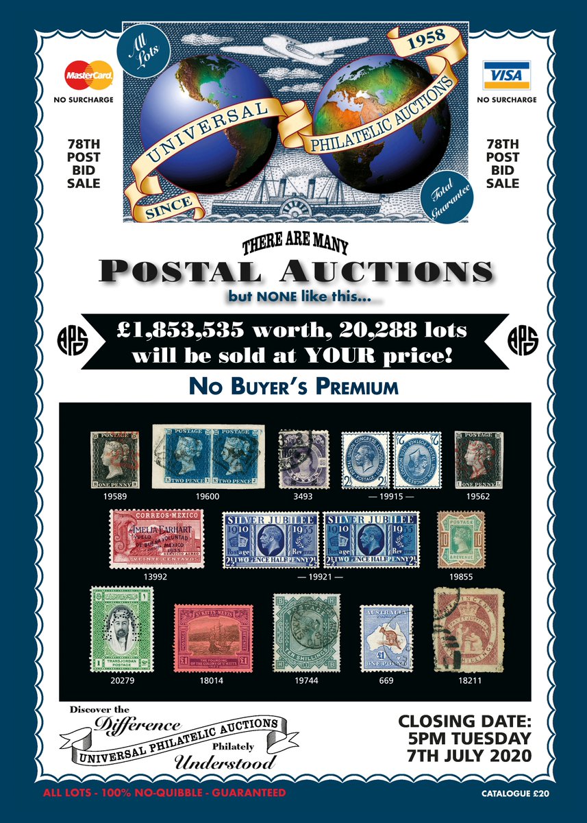 UPAstamps's tweet photo. If you're eagerly awaiting your UPA78 Auction Catalogue, there's no need to wait to see what UPA78 has in store with our Online Catalogue - click here to view 20,288 lots https://t.co/qJizokrNlf

#UPA #stampauction #philately #stampcollector #stamps #timbres #sellos #briefmarken https://t.co/buFhZ00L2N