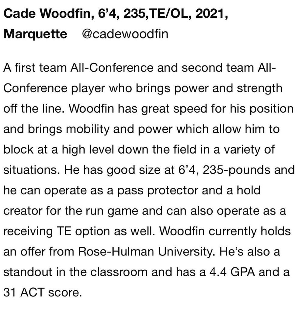 cadewoodfin's tweet photo. Thank you for the write up! @6starfootballMO @MarquetteFootbl https://t.co/O1kt1W6llG