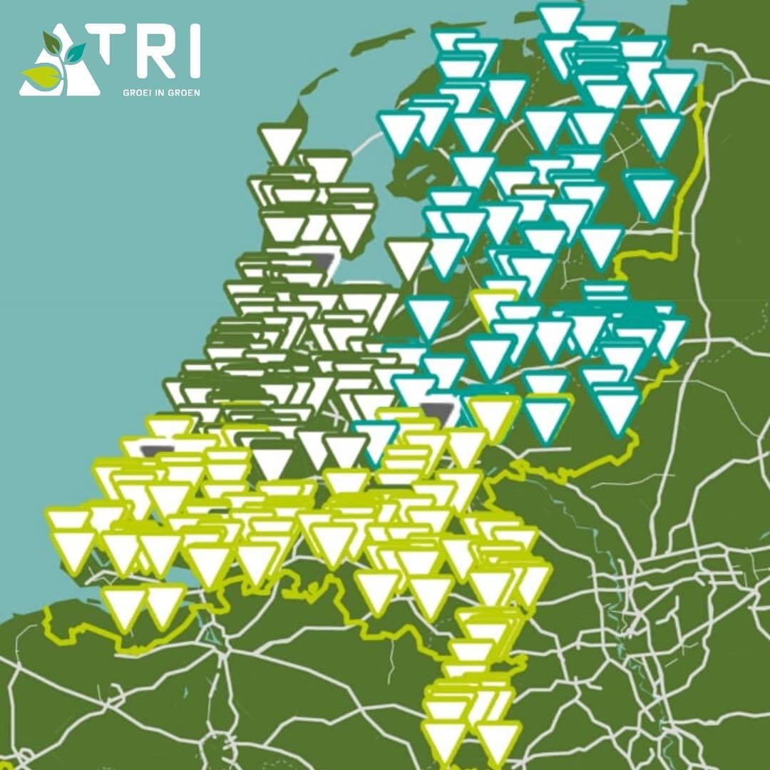 Onze landkkaart wordt steeds voller!💪 Momenteel zijn ruim 300 bedrijven aangesloten bij TRI groei in groen om samen leerlingen op te leiden tot hovenier,  ETW'er of uban greener. Wilt u net als deze bedrijven  samen met ons opleiden. Stuur ons  een pb, wij nemen contact met u op