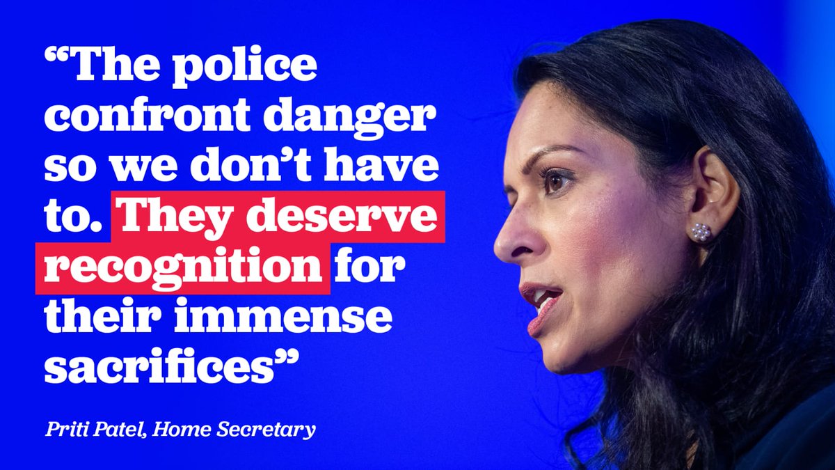 pritipatel's tweet image. When I became Home Sec, I vowed to stand with the brave men &amp;amp; women of our police.

Against the terrorists, thugs &amp;amp; criminals who threaten our communities.

I am unapologetic about reiterating that today.

These courageous men and women put ​their lives on the line to protect us.