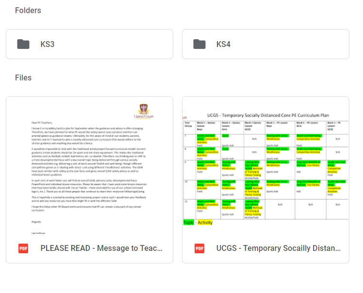 Lee_Sullivan85's tweet image. UCGS PE Dept have created a temp Core PE Curriculum for Sept. All SOW &amp;amp; lessons planned with social distancing in mind. Should take us up to Xmas
Full Disclosure some lessons shared/created by others &amp;amp; are not mine but have been amended by us
DM me for link. All feedback Welcome