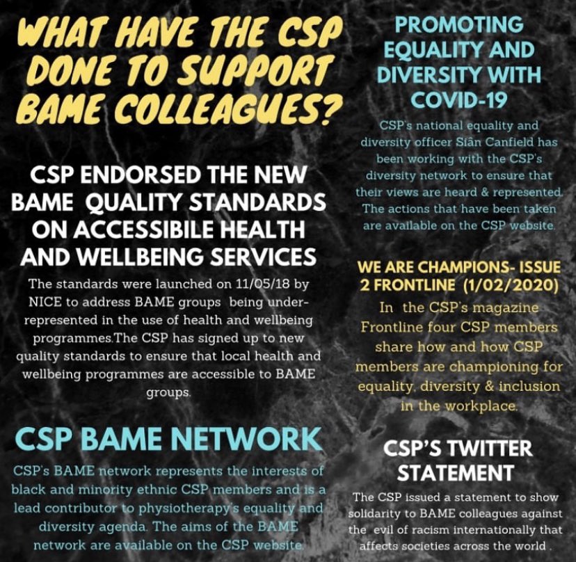 Lack of diversity in Physiotherapy is a continuing problem in the profession. Here are a set of infographics that I made suggesting ways that we could start to change. (A thread-twitter only lets me post 4 pics at a time).