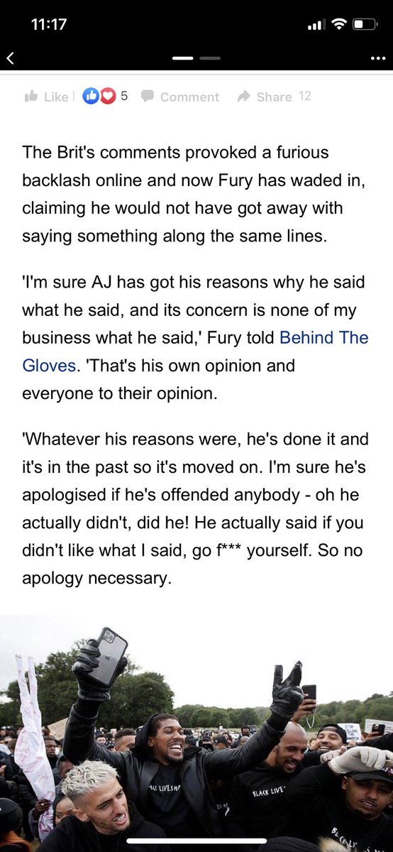 EliteGamble's tweet image. I agree with @Tyson_Fury !! He would be branded a racist if he said that!! 

I am / was a massive fan of @anthonyfjoshua but after, I have lost a lot of respect for him!

The point BLM movement is to unite all races, so we are all equal. Not to put a further divide between races.