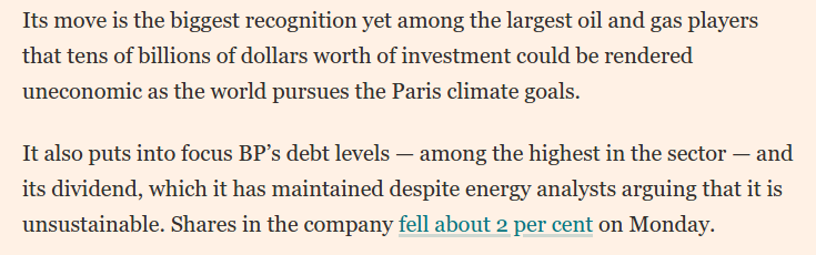 BP, one of  @GMPF_LGPS's two biggest investments is basically saying that some $17.5Bn of its assets are stranded. It's also a highly indebted company. SHares falling, dividends at risk. Time to  #Divest https://www.ft.com/content/2d84fc23-f38d-498f-9065-598f47e1ea09?utm_campaign=Carbon%20Brief%20Daily%20Briefing&utm_medium=email&utm_source=Revue%20newsletter (1)