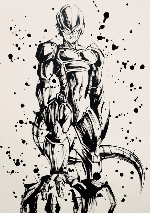メタルクウラ完成!
#ドラゴンボール #墨絵 #メタルクウラ 