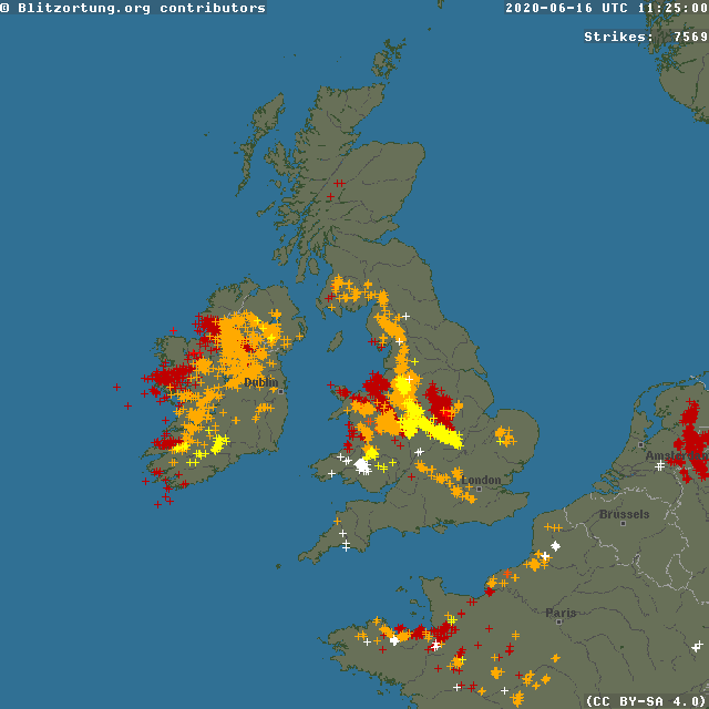 liamdutton's tweet photo. This map shows all the lightning strikes across the UK during the last 48 hours.

The focus has been across the Midlands, Wales, NW England and parts of N. Ireland, with strikes more scattered elsewhere.

Image: @Blitzortung_Org https://t.co/w591vKQ8sF