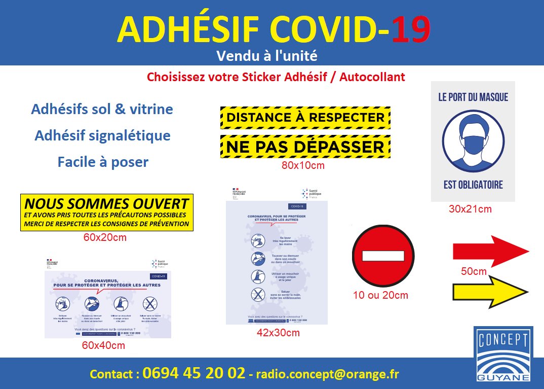 conceptguyane's tweet image. ADHÉSIF VENDU A L’UNITÉ 
Contact: radio.concept@orange.fr / 0694 45 20 02
