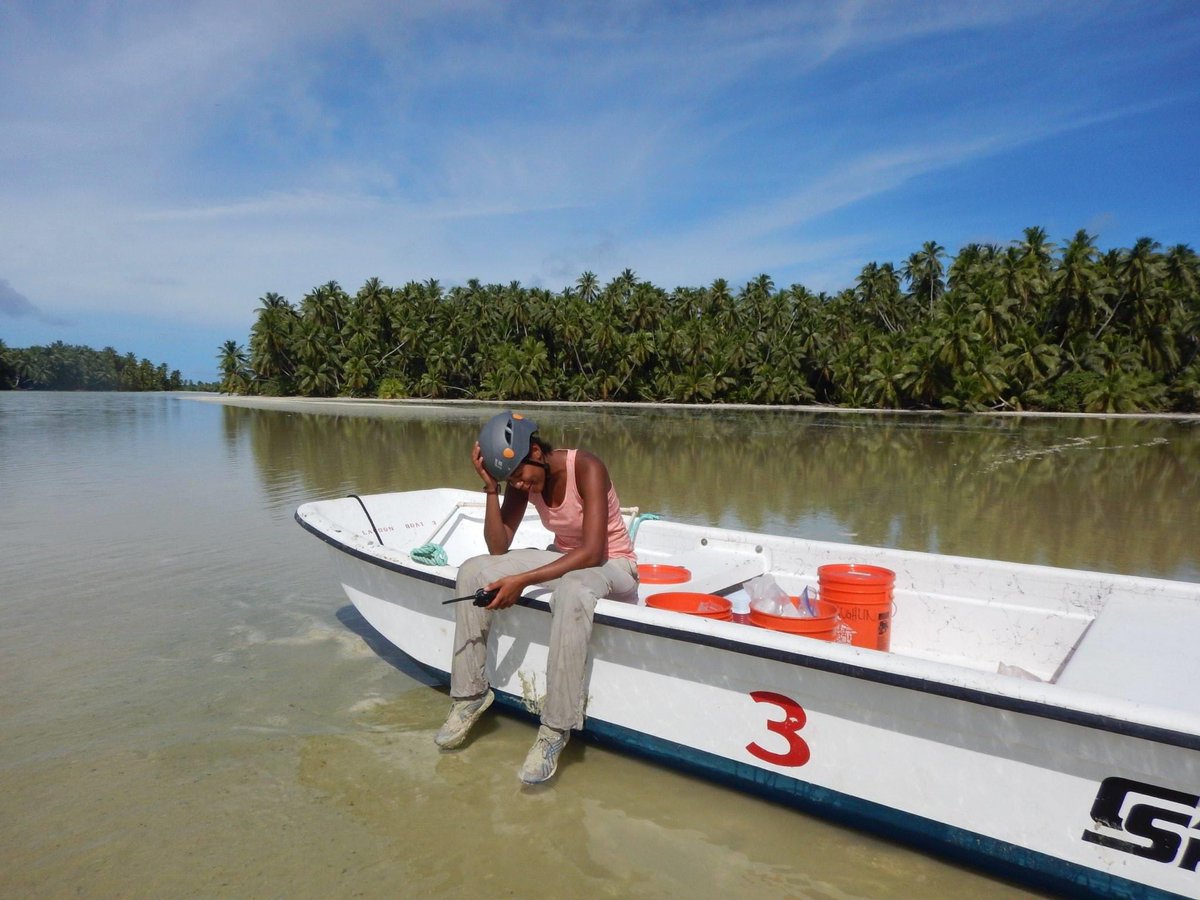 This one time I forgot that tides are a thing and stranded my field assistant and myself while working at #PalmyraAtoll. But I’m a landlubber, so can you blame me 🤷🏽‍♀️ 

#FieldWorkFail
