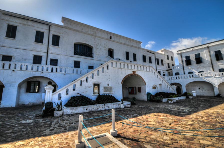 Elmina Castle is the first of many permanent slaves factories. Thousands of enslaved africans, sometimes of hundreds of miles away were brought to Cape coast Castle to be sold to British slaves ships.