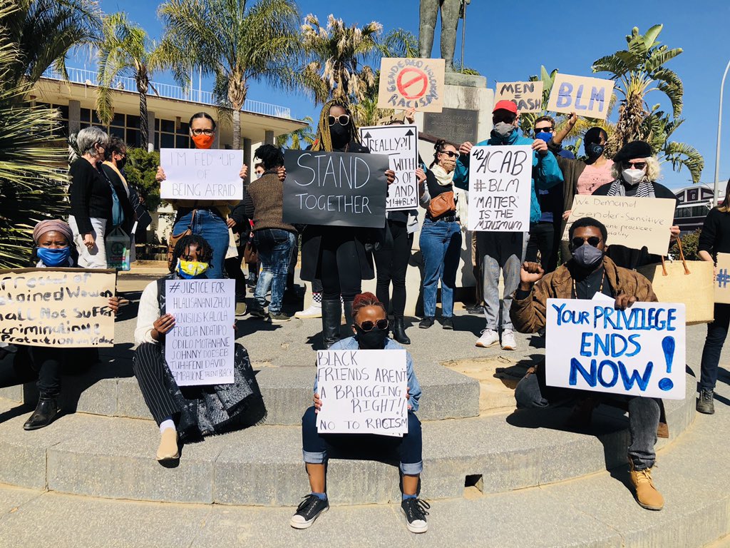 MavisElias_'s tweet image. No justice, no peace! We will not stand by and watch our mothers murdered at the hands of SGBV! We will not sit by and have oppressive statues in public spaces! We will not stand by and have our history white washed! We demand truth! We demand justice! We stand in solidarity!