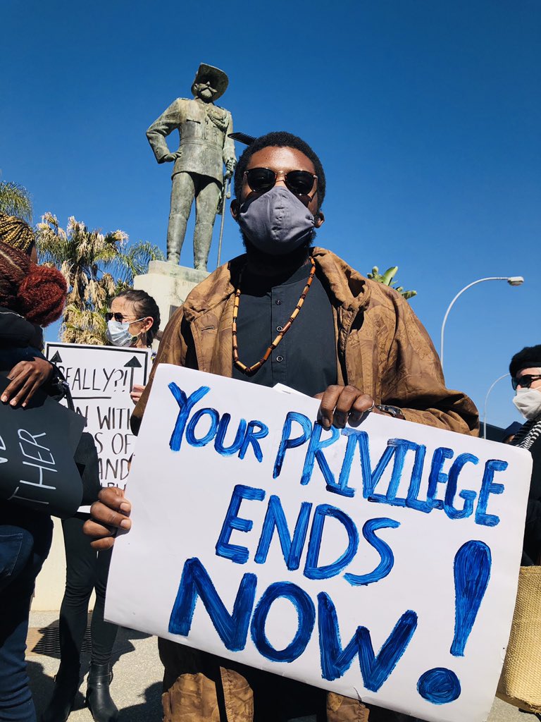 MavisElias_'s tweet image. No justice, no peace! We will not stand by and watch our mothers murdered at the hands of SGBV! We will not sit by and have oppressive statues in public spaces! We will not stand by and have our history white washed! We demand truth! We demand justice! We stand in solidarity!