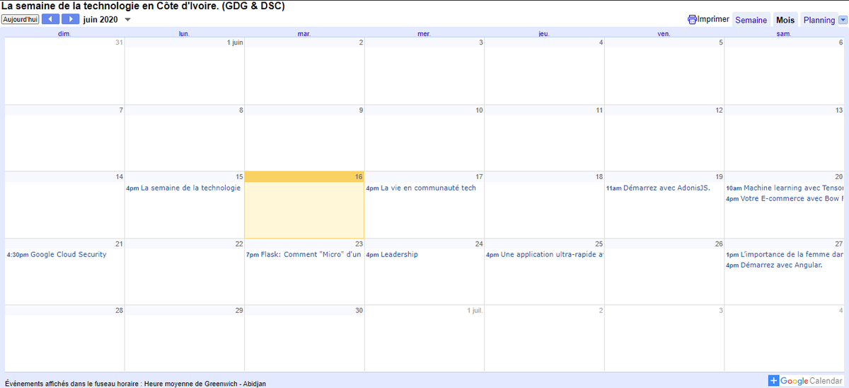 DscEnsit's tweet photo. "La semaine de la technologie en Côte d'Ivoire"

Voici le calendrier des événements.

https://t.co/RAxObDE5F0

#weektechciv #Civ225 https://t.co/wKGCe4n7xZ