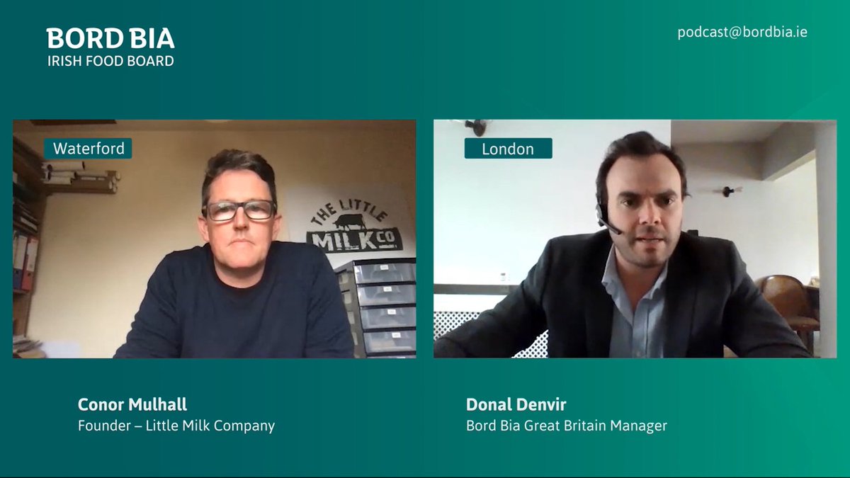 Conor Mulhall from <a href="/Thelittlemilkco/">Littlemilkcompany</a> discusses with Bord Bia's Great Britain Manager Donal Denvir, the effect Covid-19 is having on small businesses.

Listen to our latest bulletin here: bit.ly/3dEoaLg
#BordBiaInsights
#Covid19Ireland
