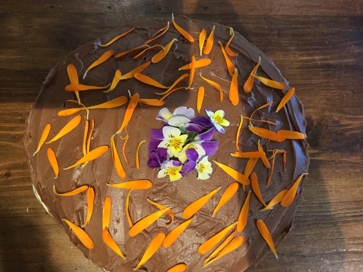 museumminded's tweet photo. @TransitionWold1 Imogen’s floral chocolate cake. It was delicious! https://t.co/qvg1Ht2fHe