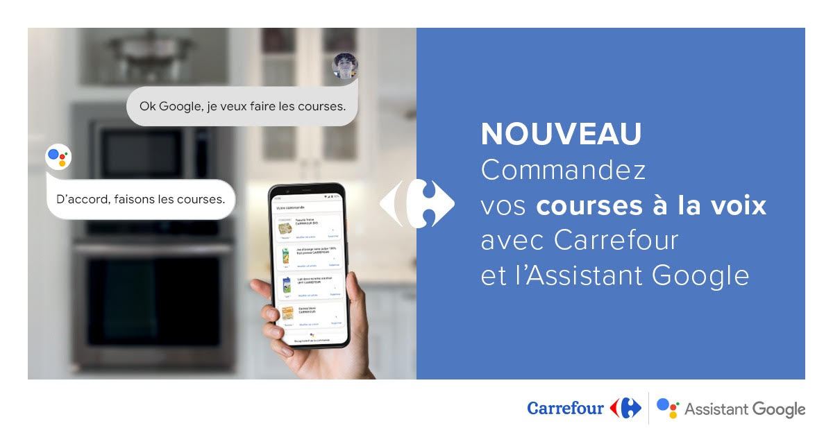 news_carrefour's tweet photo. Les courses à la voix, la nouvelle expérience e-commerce alimentaire lancée par Carrefour et Google en France.

Carrefour est le premier distributeur au monde à s’intégrer au sein de la nouvelle expérience de courses à la voix sur l’Assistant Google.

▶ https://t.co/c6Xh7dfdZm https://t.co/ainjKuiPzE