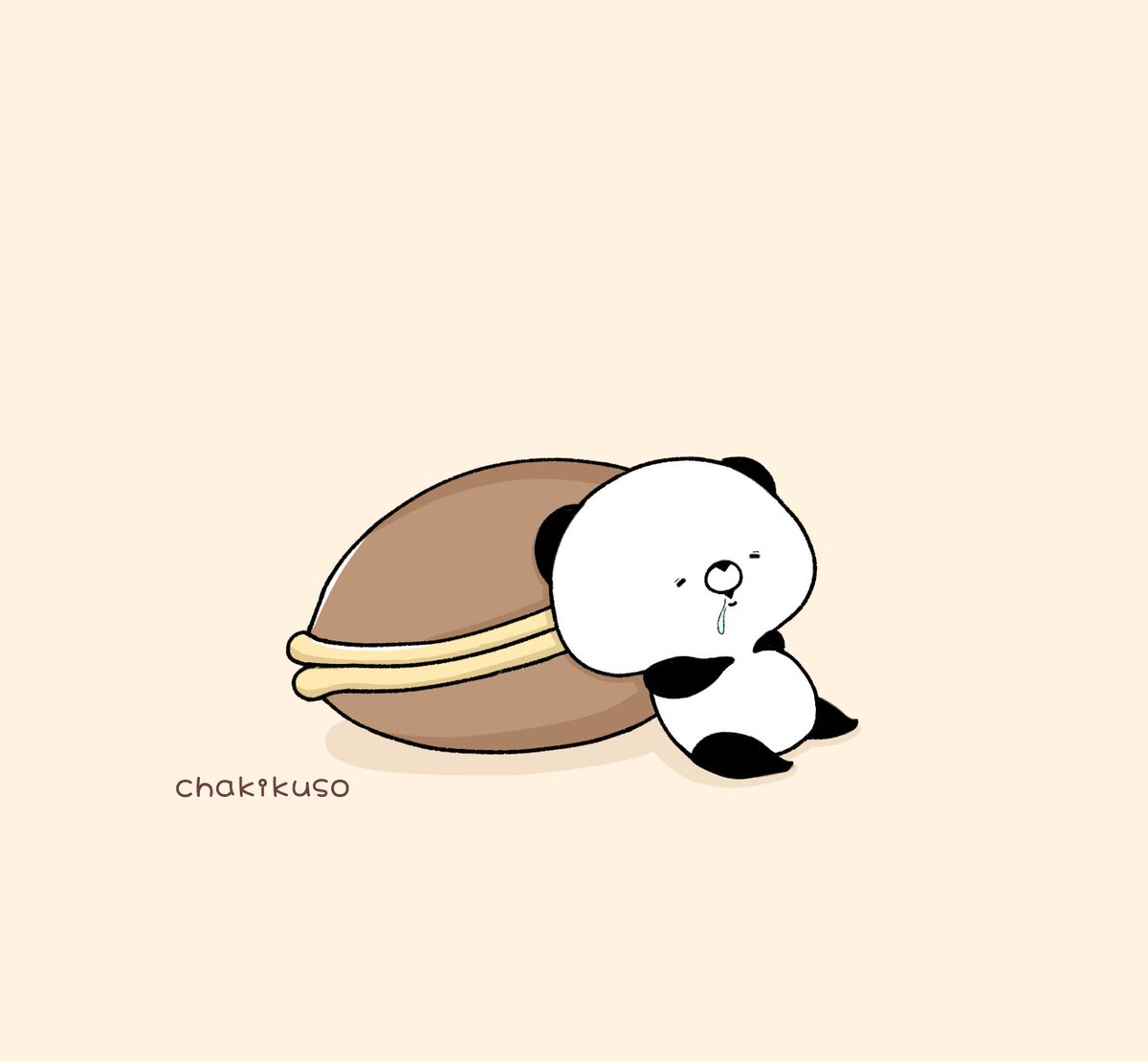「どら焼きたべたい
#こころにパンダ #イラスト #和菓子の日 」|chakikusoのイラスト