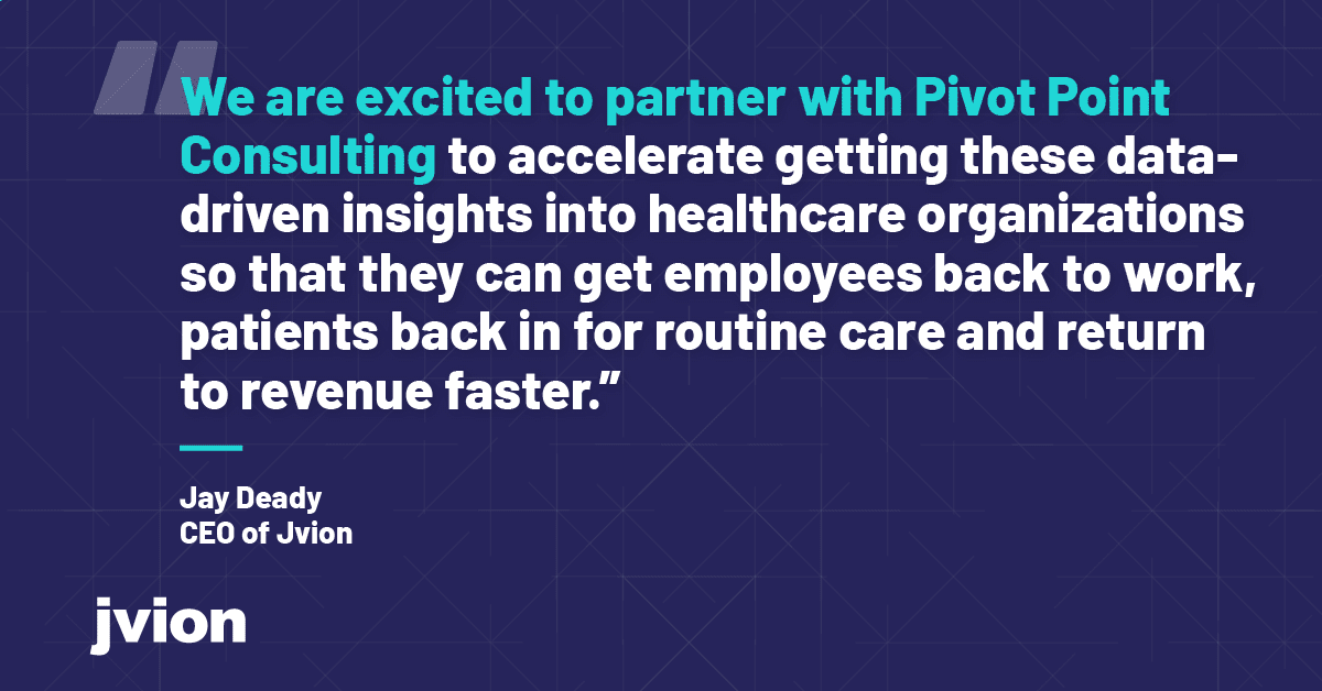 JvionHealth's tweet photo. Jvion is excited to partner with @pivotpc, an award-winning national healthcare IT consulting leader, to bolster its #backtowork services with the power of #clinicalAI. Learn more here: https://t.co/iMppPDshtU https://t.co/IjNNJNTeYb