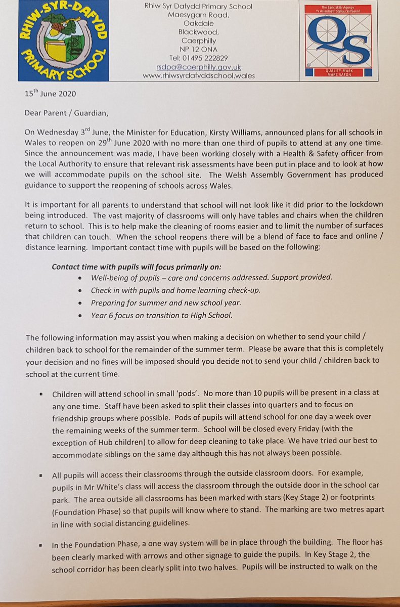 RhiwSyrDafydd's tweet photo. Here is a copy of the letter that was sent home to parents yesterday.  You can also download a copy from the school website https://t.co/F59v6LgQ2F The letter can be found on the Parents page. Many Thanks https://t.co/VJ0VnEaNLU