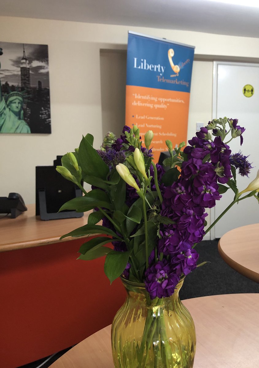 Liberty_TM's tweet image. What treats do you like in your office? We love these flowers supplied by Berry Fields Florist....