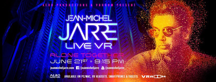 jeanmicheljarre's tweet photo. ALONE TOGETHER - LIVE VR Concert / 21. June 2020 / 9:15pm CET. Who else misses live shows? I have! And so I decided to work on a live show appropriate for the year 2020. https://t.co/aQqQEjImUT https://t.co/W2a9Gotetw