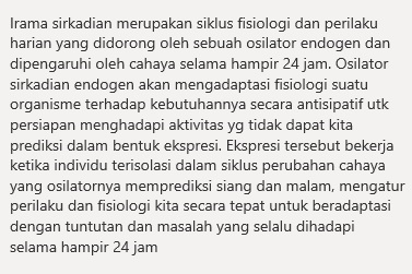 Pengertian irama sirkadian secara definitif bisa dibaca pada gambar berikut.