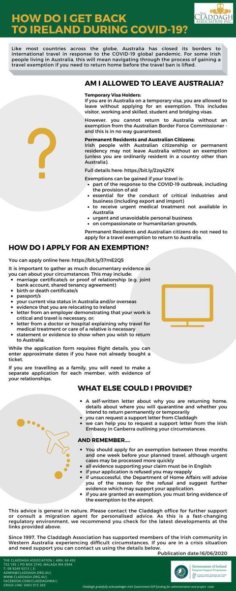 Most of us feel like our travel plans are in limbo, but what do you do if you urgently need to go back to Ireland? ✈️ to 🇮🇪 

Here is some general information about who can travel, and how...

#returningtoireland #travel #exemption #howtoapply #readthis #rt

@irlembaustralia