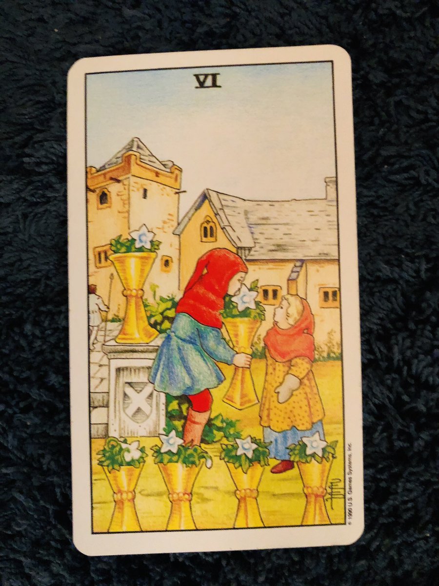 My card for today #sixofcups #tarot 
An olive branch maybe?