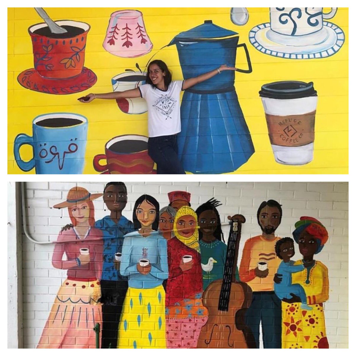 _StartME's tweet photo. Congratulations, Clarkston alum Teresa of Teresa Afternoon on completing her new mural at @refugecoffeeco.

Teresa’s Art celebrates diverse cultures and traditions that bring people together including coffee.

Learn more at https://t.co/ZRJoKyKav2. https://t.co/ixwpURN0no