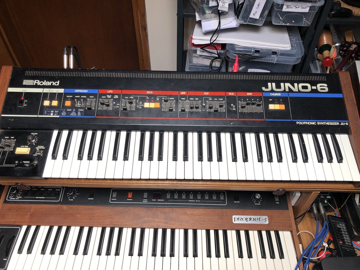 6) First up, the Roland Juno 6 analogue synth, running through 2  @strymon guitar pedals – the Big Sky & TimeLine. The Juno is a simple synth but with a great, round sound to it that I knew would be a fundamental element of the score. The pedals gave the sound loads of extra depth