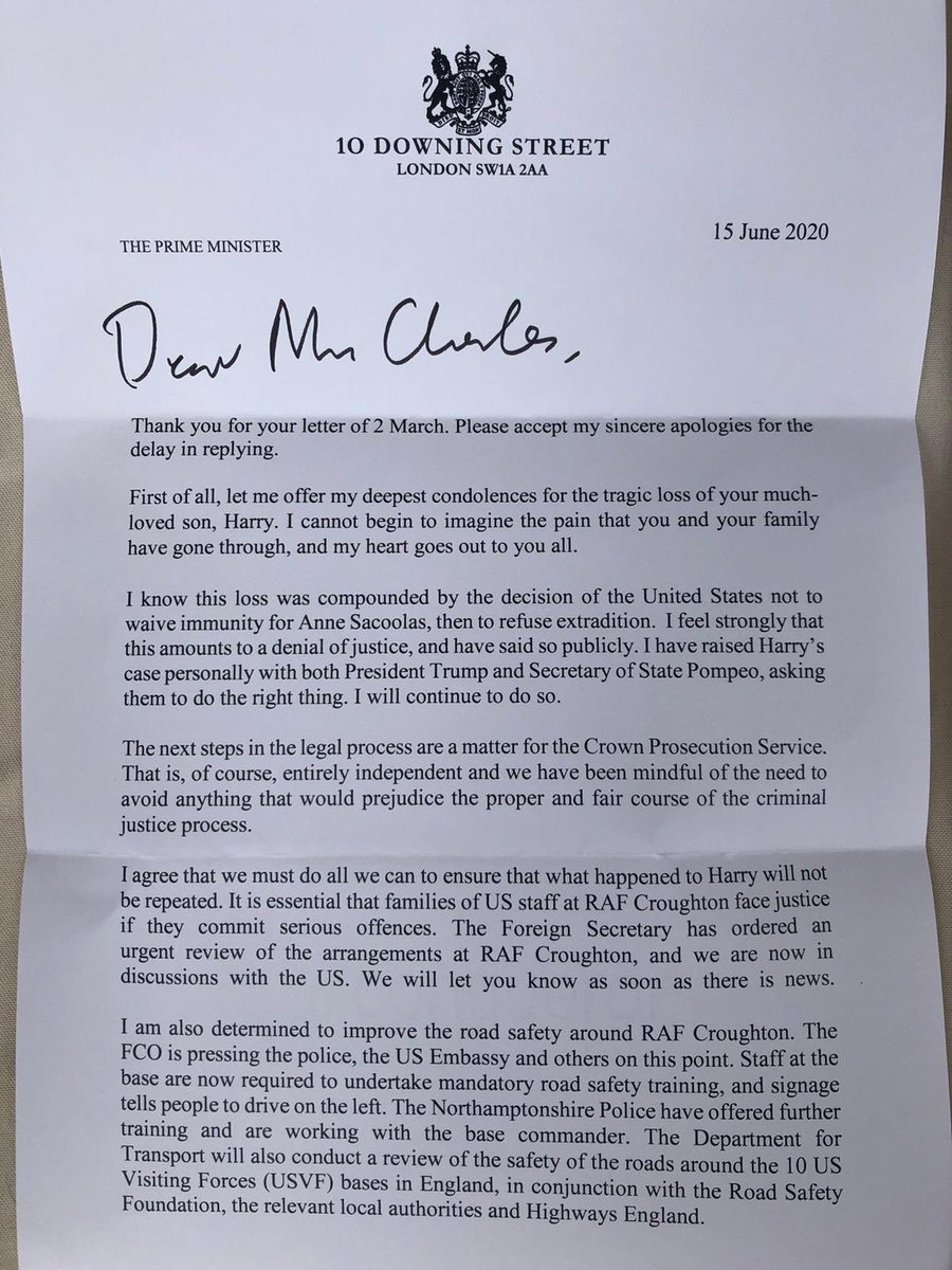 RaddSeiger's tweet photo. Earlier this year, #harrydunn’s mum Charlotte and twin Niall wrote to @BorisJohnson asking him to meet with them and get a grip of the case and attempted cover up, with @DominicRaab failing in his duty of candour. Two days before the judicial review, these letters arrived today. https://t.co/vk402Vd4jX