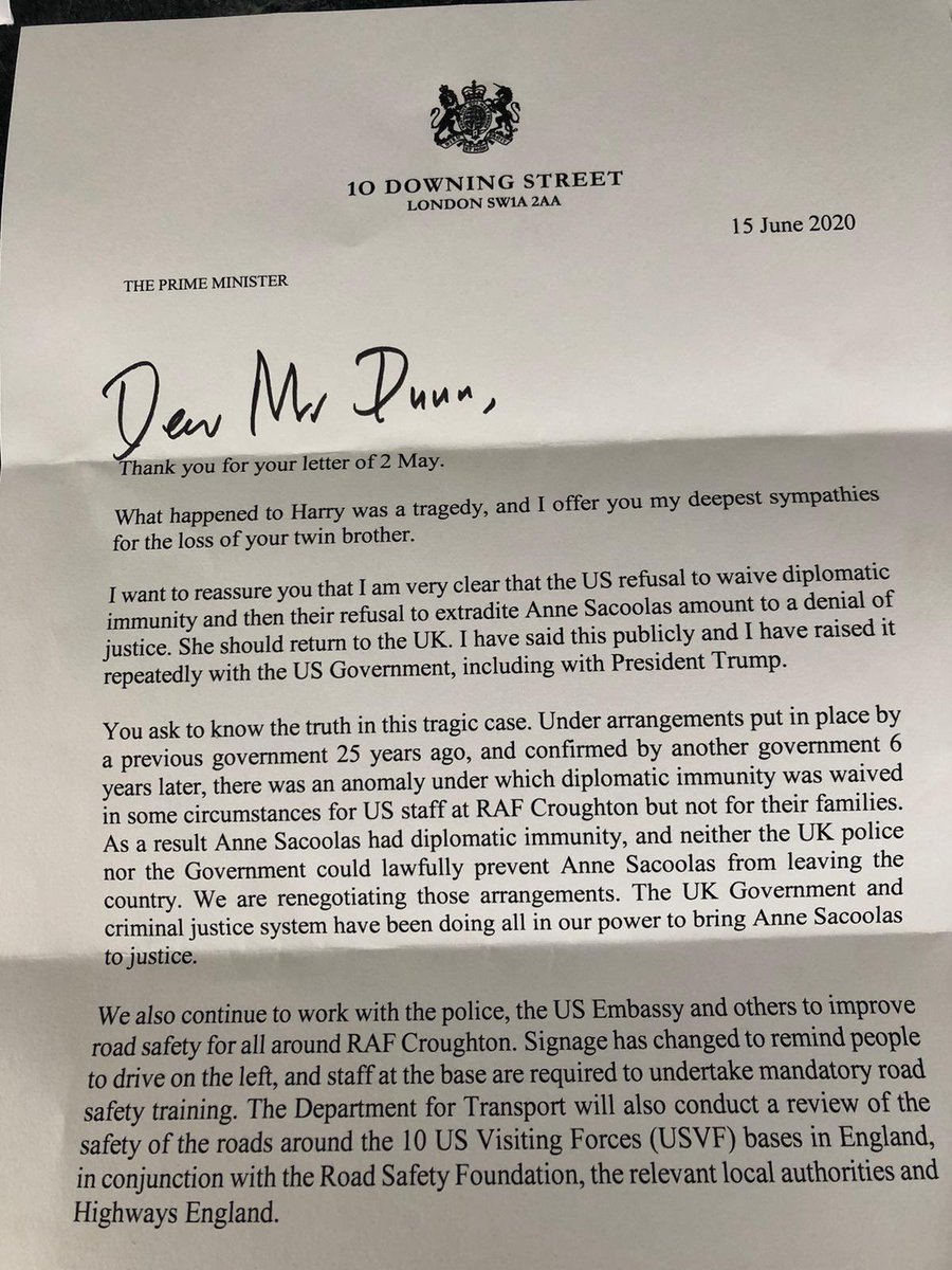 RaddSeiger's tweet photo. Earlier this year, #harrydunn’s mum Charlotte and twin Niall wrote to @BorisJohnson asking him to meet with them and get a grip of the case and attempted cover up, with @DominicRaab failing in his duty of candour. Two days before the judicial review, these letters arrived today. https://t.co/vk402Vd4jX