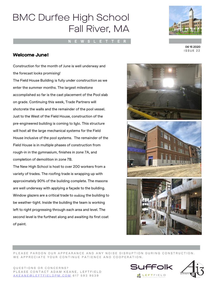 DurfeeRising's tweet image. June Durfee High School Newsletter.... #Suffolkbuilds #Construction #ProveImpossiblewrong