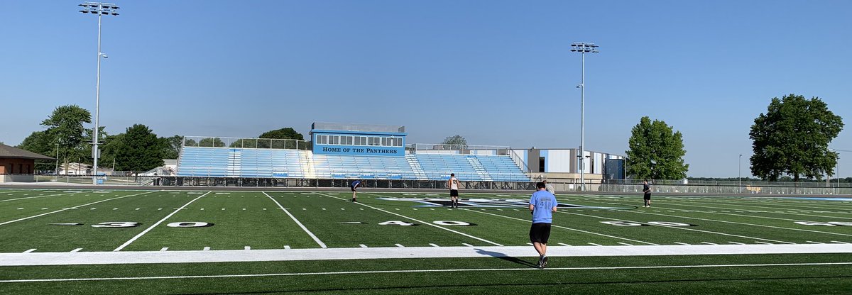 NorthMacHSAD's tweet photo. Boys ⚽️ & Coach @bryan_lambdin back at it today on this picturesque morning! #strengthandconditioning #SocialDistanacing #Groupsof10orLess #Panthers https://t.co/bGrwFTaDZh
