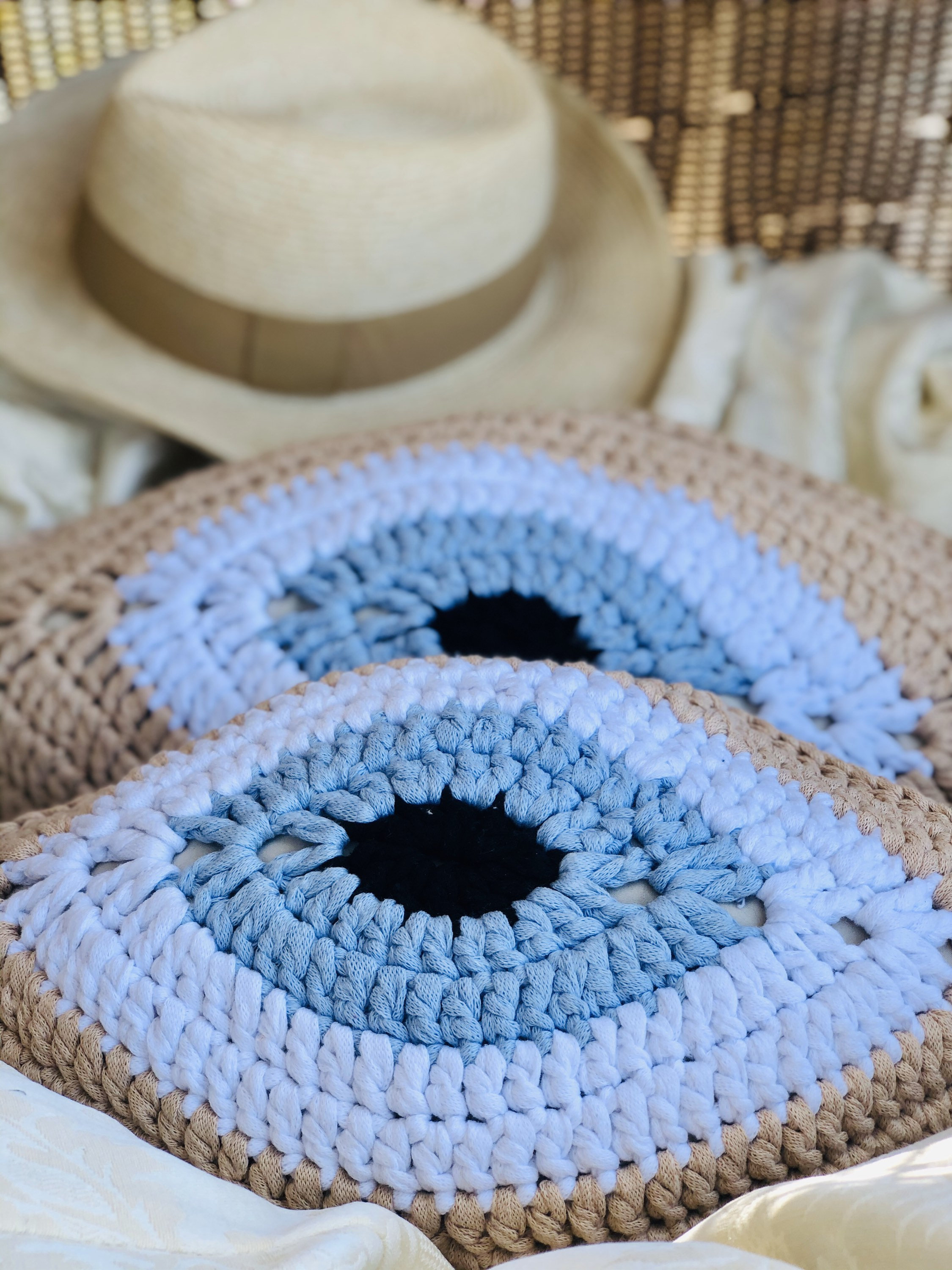 Evil eye crochet pillow hot sale