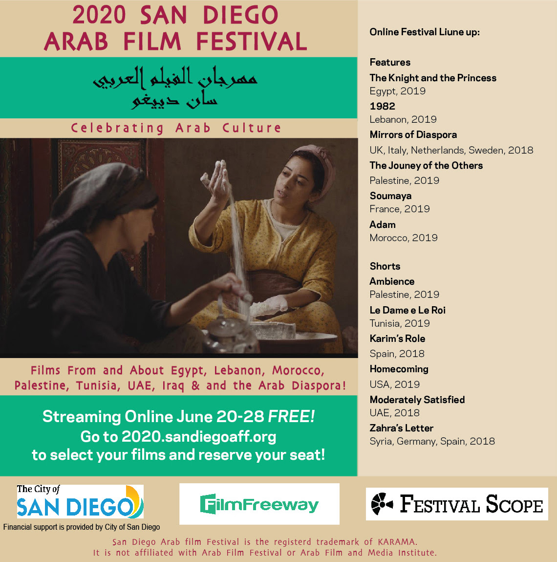 San Diego Arab #FilmFestival - Streaming online and FREE, June 20-28! 2020.sandiegoaff.org

<a href="/ITC_SDSU/">Interpreters and Translators Club</a> @SDSUWorldCampus <a href="/CICS_SDSU/">CICS</a>