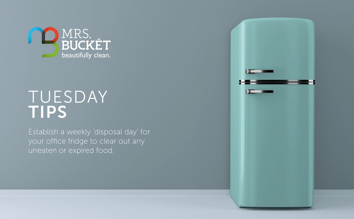 MrsBucket1's tweet photo. #tuesdaytips – Regularly cleaning the fridge in the break room is so important. Establishing a weekly disposal day stops the build up of any uneaten and expired food that may be turning mouldy and will keep the inside of your work fridge smelling fresh!

#backtowork #keepitclean https://t.co/ZUMdWVaR4K