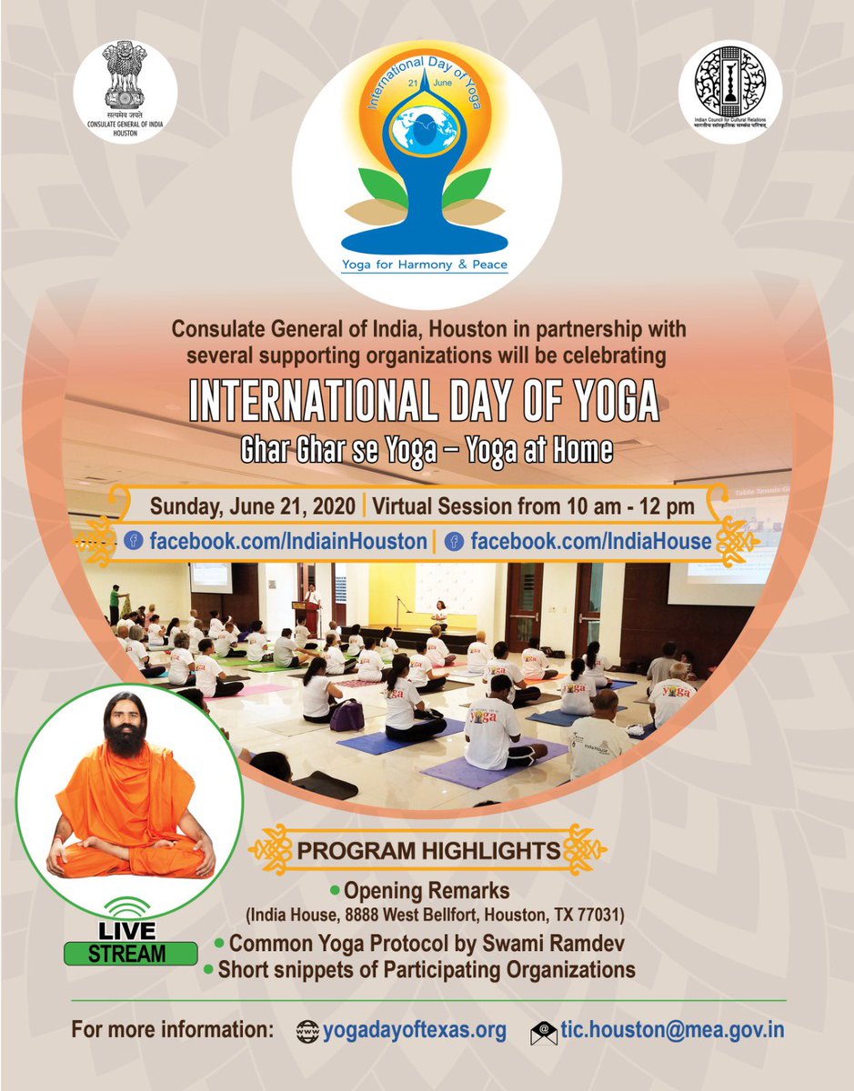 cgihou's tweet photo. @ArtofLiving @BrahmaKumarisTX
@pyptusa @sewausa @sewahouston
@HGHHouston @indiahouse
@IDoYogaSATX @IshaUSA @hssusa
@ISKCONofHouston @HTW_Temple @Dawoodi_Bohras @ticcgihouston
#IMAGH #texasdayofyoga #IDY2020 #InternationalYogaDay #Ghar_Ghar_Se_Yoga #Yoga_from_home https://t.co/c37k4hukj8