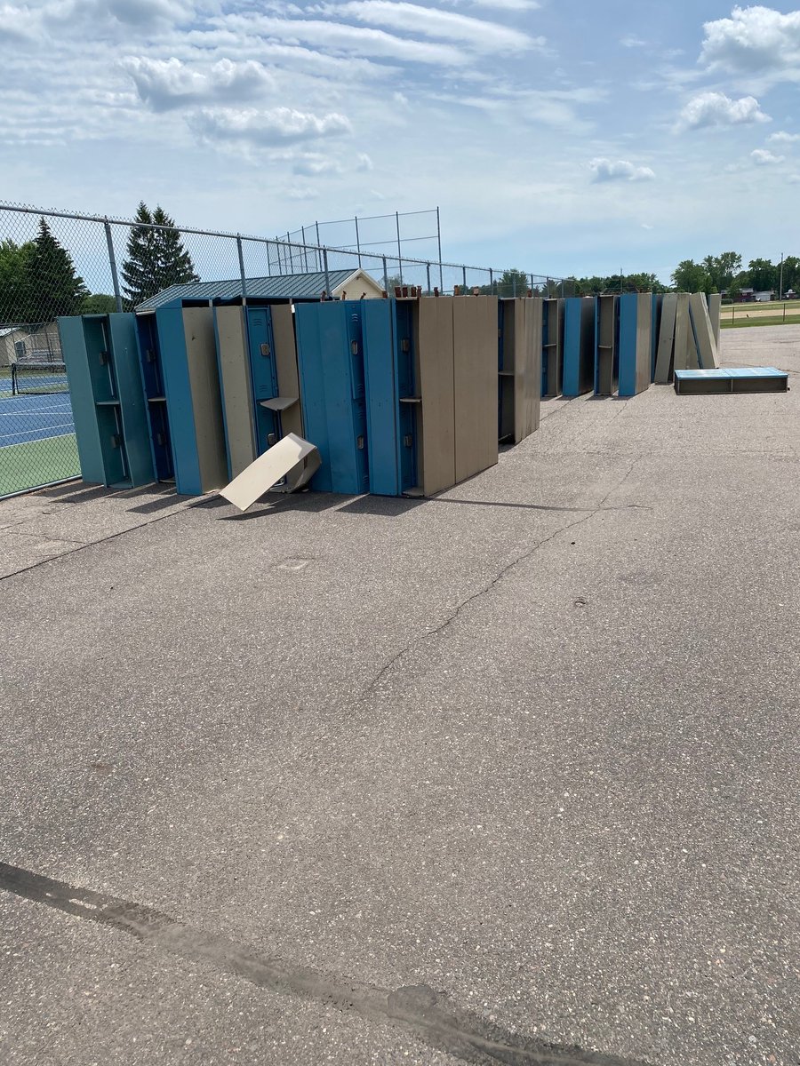 ISD742's tweet photo. Out with the old and in with the new! South got new lockers and a dust collector! #remodel #upgrades #summerprojects @HeitkampJoel https://t.co/boG4tfz1y7