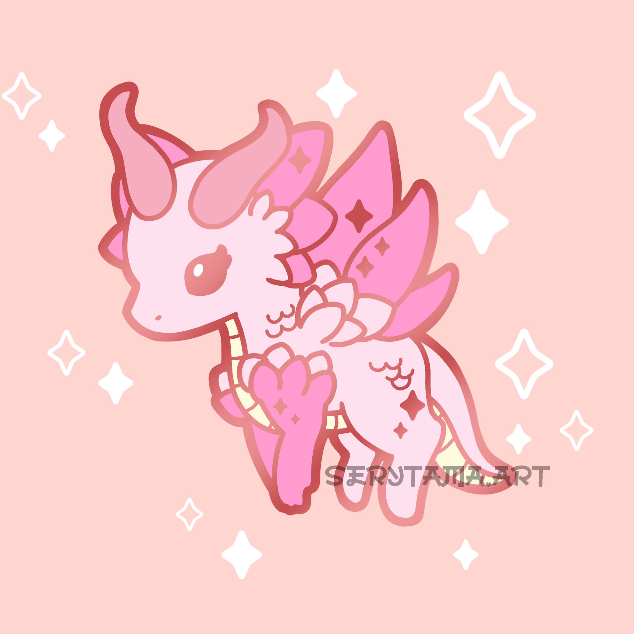 A Cute Rainbow Chibi Dragon and Hearts Stock Illustration - Illustration of  poster, pink: 266851166