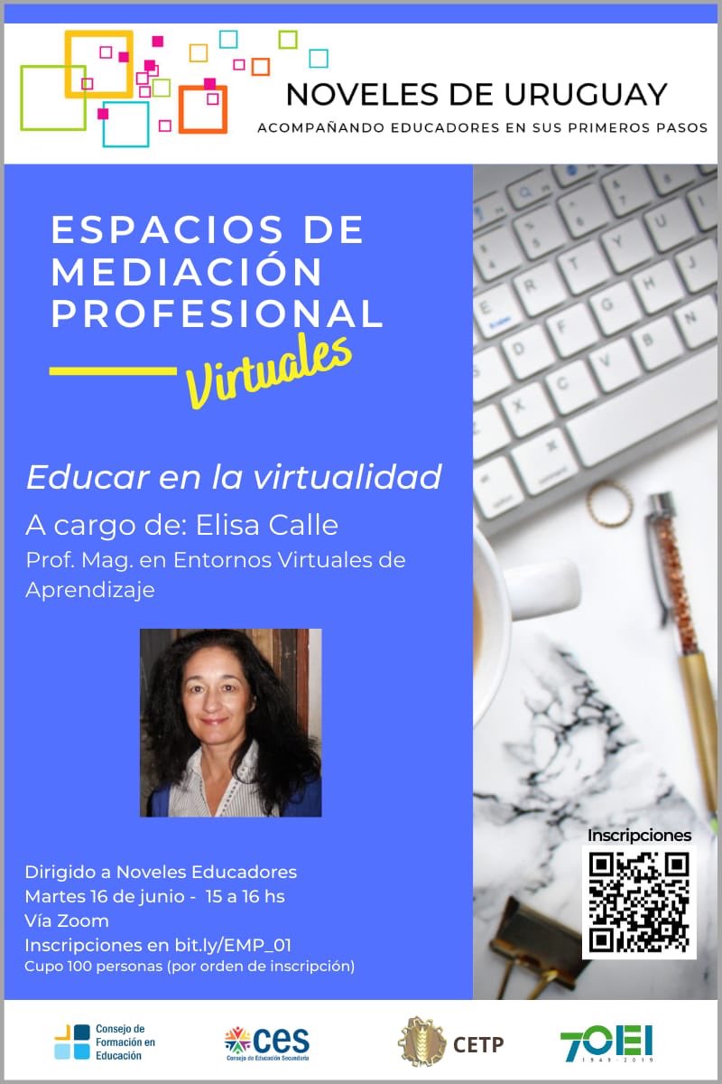 Noveles_CFE's tweet photo. 👩🏼‍💻🧑🏻‍💻Damos comienzo al primer Espacio de Mediación Profesional virtual junto con Mag. Elisa Calle para reflexionar sobre “Educar en la Virtualidad”
Nos acompañan Noveles, Tutores y Referentes del CFE de todo el país.
@cfe_anep @OEIUruguay @ces_Uruguay @UTU_Uruguay https://t.co/hfHzoydVC1
