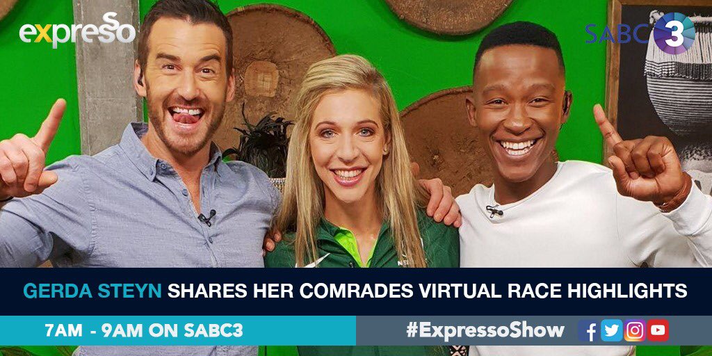 expressoshow's tweet photo. .@gerdarun talks virtual @ComradesRace Marathon tomorrow morning on #ExpressoShow between 7-9am on @SABC3 https://t.co/dXY5HdVZL5