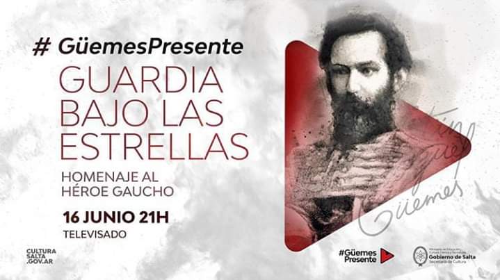 FmNativaSalta's tweet photo. HOMENAJE AL HÉROE GAUCHO
En conmemoración a los 199 años de su fallecimiento, está noche se transmitira el festival #Guardiabajolasestrellas, grabado en diferentes escenarios y con la participación de grandes artistas. https://t.co/a4QesiEwDG