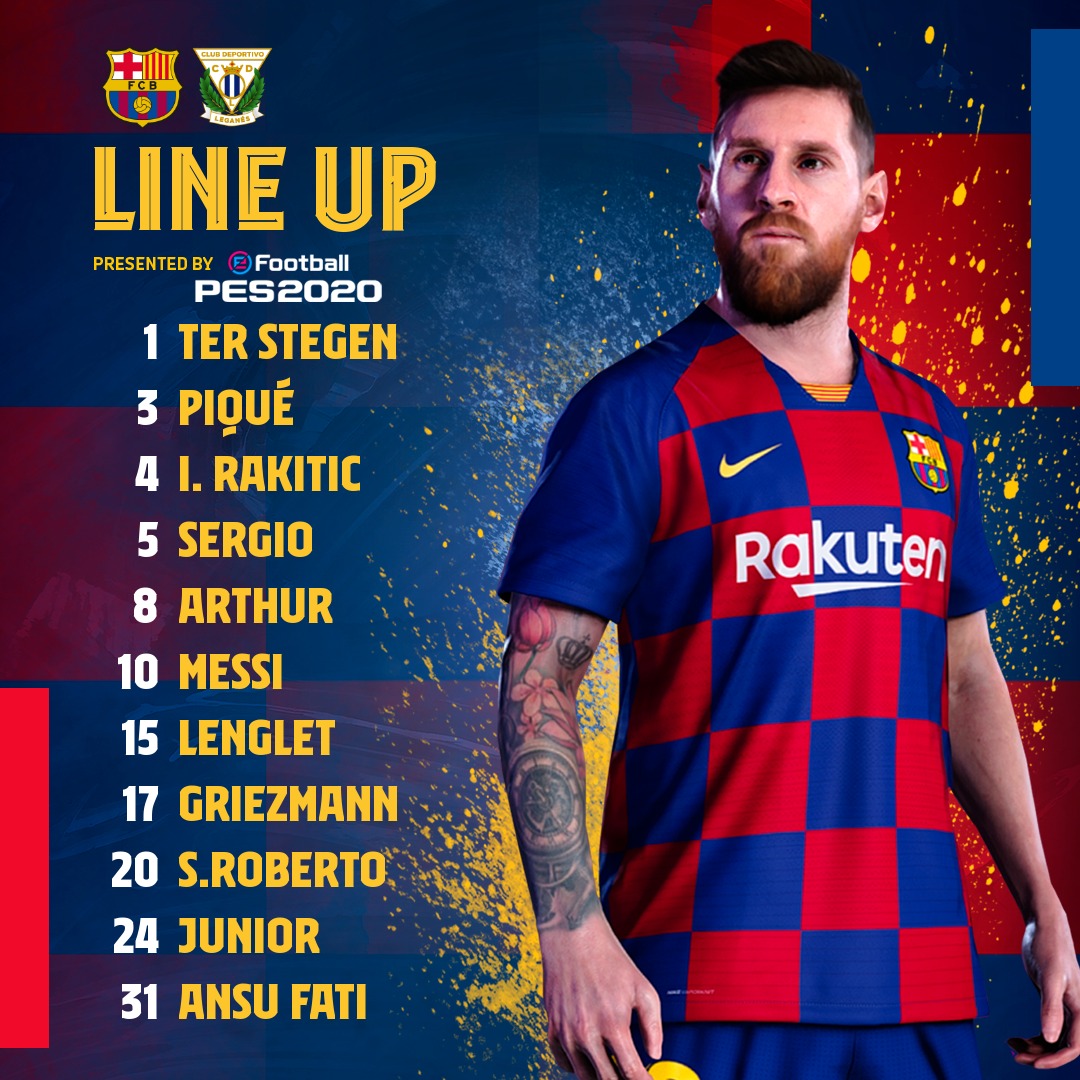 FCBarcelona_es's tweet photo. 👥 ¡Ya tenemos alineación!
⚽ #BarçaLeganes
💪 Vamos #Culers https://t.co/9NvpPTvie4