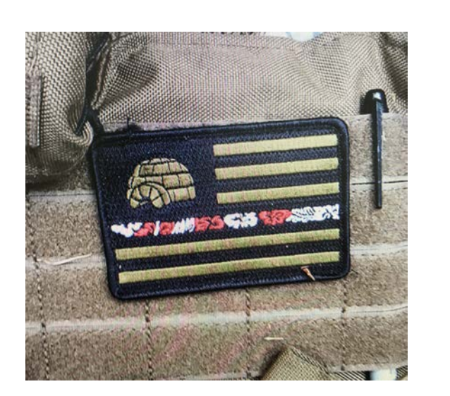 Actual photograph of the Boogaloo patch found on a ballistic vest in the van Steven Carrillo used, according to the criminal complaint filed against him:  https://www.justice.gov/opa/press-release/file/1285706/download?utm_medium=email&utm_source=govdelivery