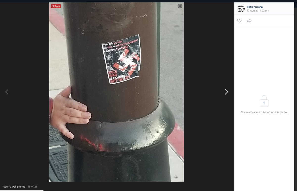 Sean also used his account on VK (a Russian Facebook-like social network popular with some far right U.S. extremists) to take credit for stickering Tucson with Nazi propaganda back in August.