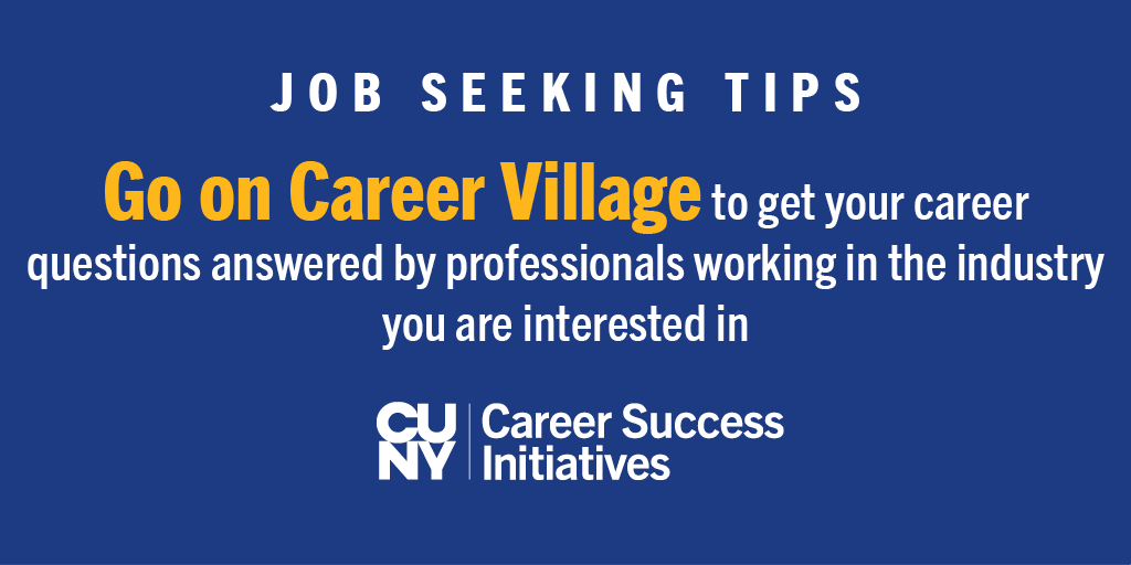 CUNY_Works's tweet photo. Need career advice? Connect with industry professionals for free: https://t.co/jwdicqLgC3 #CUNYWorksJobTips #careeradvice https://t.co/dC6hGxBAzg