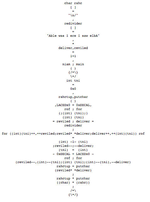 b_d_x_b_d's tweet photo. @nixcraft Lots of that in C obfuscated contests https://t.co/8STriyCRCu