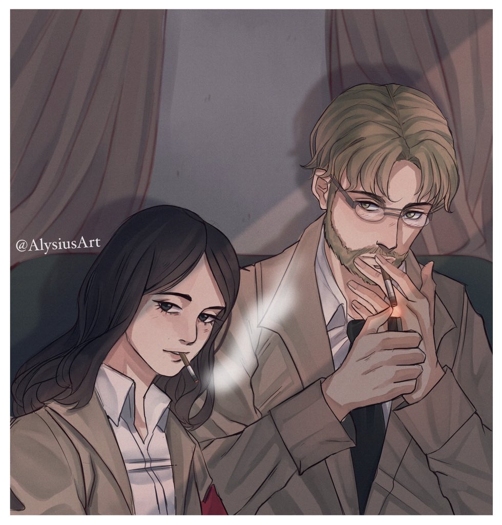 Zeke And Pieck Smoking Because I Believe Carol のイラスト